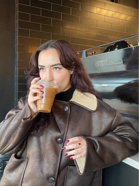 Obsidian Brown Vegan Leather Coat