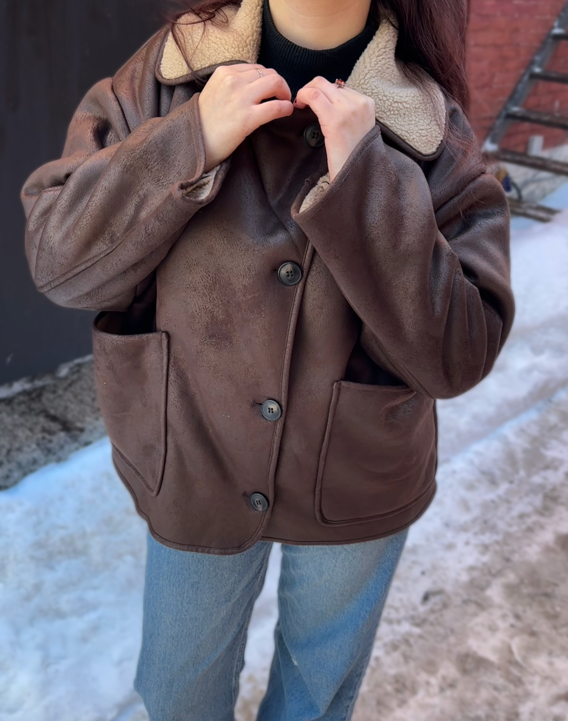 Obsidian Brown Vegan Leather Coat