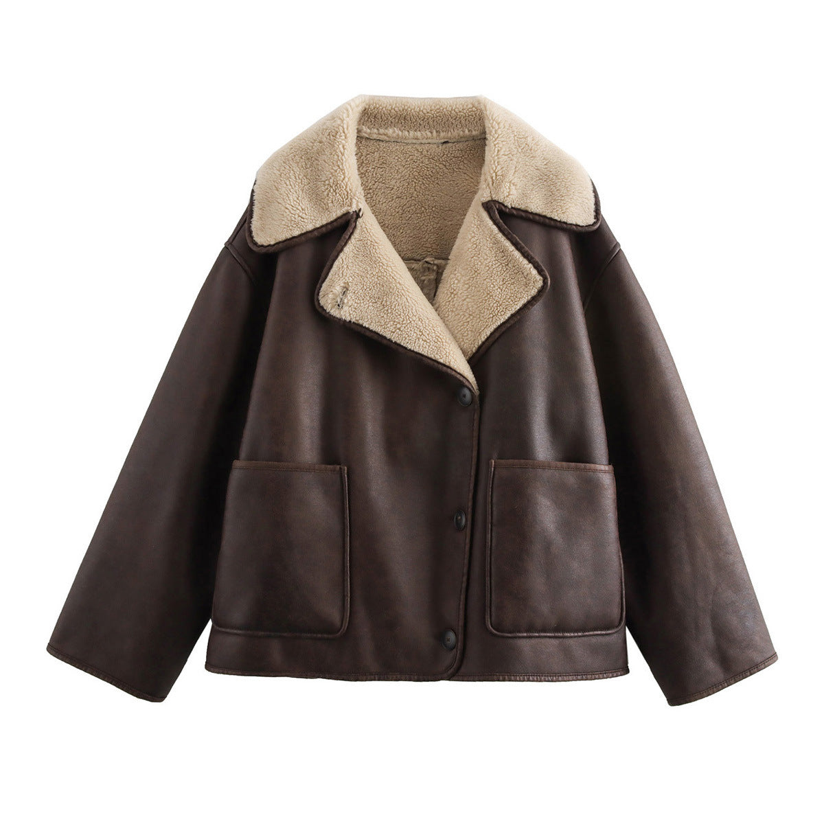 Obsidian Brown Vegan Leather Coat